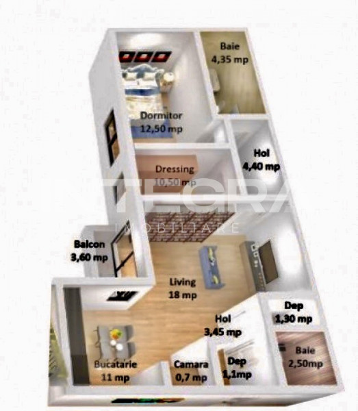 3 camere | 2 Băi | Comision 0 | Parcare Proprie | Parculeț | Semifinisat 