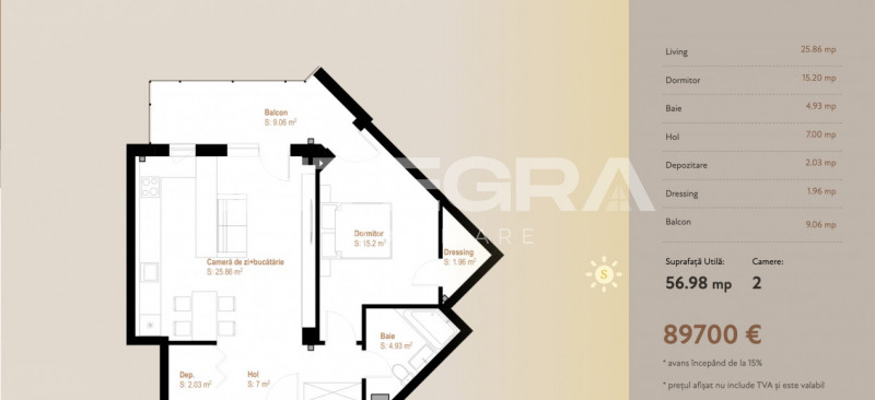 Vand 2 Camere Ideal Credit Ipotecar | Panoramă Superbă | Zona Vivo ( Polus)