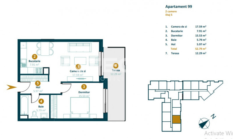 Apartament cu 2 Camere si Balcon de 12 mp, zona Intre Lacuri!